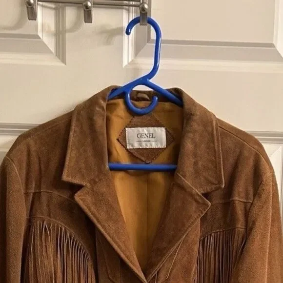 VTG Genel London Women’s Fringe Suede Leather Jacket Western Sz US 10 UK 14 - Picture 14 of 14